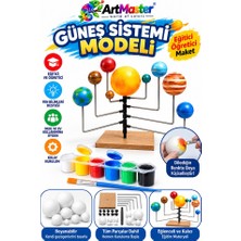 ArtMaster Güneş Sistemi Modeli 1 Paket Gezegenler Sistemi Strafor Köpük Top Maket Deney Fen Bilgisi 6 Renk Boya Fırça Okullar Için