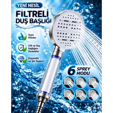 Epilons Modern Tasarımlı 6 Modlu Filtreli Duş Başlığı Büyük Panel Metalik Beyaz Duş Atı