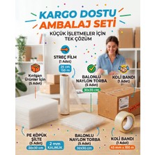 Dalpak Ambalaj Kargo Dostu Ambalaj Seti - Pe Köpük Şilte (5 Adet) + Balonlu Torba (5 Adet) + Streç Film + Şeffaf Koli Bandı