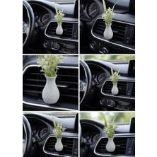 Temungur Araç Içi Klima Süsü Mini Vazo Mermer Desenli Yapay Çiçek Klipsli Oto Havalandırma Dekoratif Aksesuar