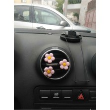 Temungur 3lü Pastel Pembe Papatya Çiçeği Araba Klima Süsü Klips Süslemeleri Araç Içi Araç Aksesuar