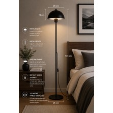 FKLIGHT Nova Siyah Tek Ayaklı Metal Lambader Oturma Odası & Yatak Odası Lambader