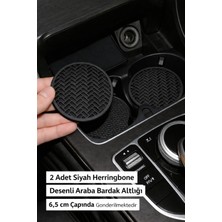 Temungur 2’li Siyah Herringbone Desenli Araç Bardak Altlığı – 6,5 cm Oto Cup Holder