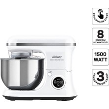 Arzum AR1186 Crust Mix Pro Stand Mikser 5l Kapasiteli 3 Farklı Aparat 1500W, Beyaz