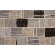 Tr Lima Gri Krem Patchwork Halı 120X180