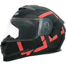 Gp Kompozit GP NERO MKS004-MBA3R Güneş Vizörlü Şeffaf Çene Açılır Motosiklet Kaskı