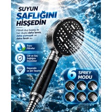 Epilons 6 Sprey Modlu Filtreli Duş Başlığı Büyük Su Paneli Silikon Nozullu Modern Tasarım