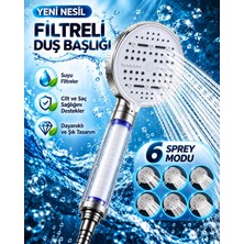 Epilons Modern Tasarımlı 6 Modlu Filtreli Duş Başlığı Büyük Panel Metalik Beyaz Duş Atı