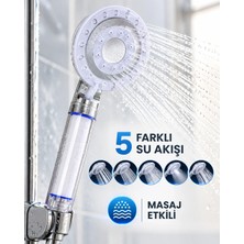 Epilons Masaj Etkili Filtreli Duş Başlığı 5 Fonksiyonlu Yağmur Sis Geniş  Su Akışı