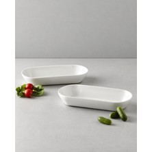 Be Original Pera 29 cm Oval Derin Sunum Tabağı 2’li Set | Porselen Servis Tabağı