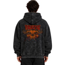Sevbano Danzig Rock Metal Müzik Grubu Baskılı Unisex Oversize Yıkamalı Hoodie Sweatshirt