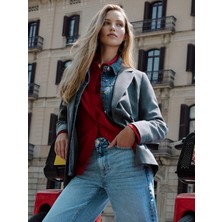 Lc Waikiki Yeni Sezon Gri Kruvaze Yaka Kadın Blazer Ceket