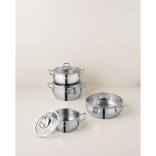 English Home Astera Çelik 8 Parça Tencere Seti 16-20-22-24 cm Silver