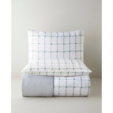 English Home Stripe Harmony  Kolay Ütülenir Çift Kişilik Nevresim Seti 200X220 cm Gri-Yeşil