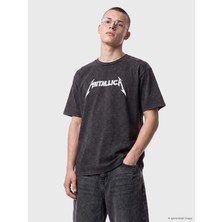 Lc Waikiki Yeni Sezon Antrasit Loose Fit Metallica Baskılı Erkek Tişört