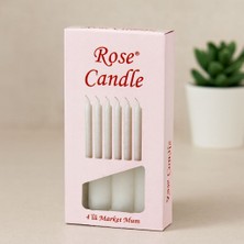 Royaleks Gül Şekilli Mum 15 cm Kalın Beyaz 4'lü