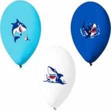 Mutlu Anılar Partievi Köpek Balığı Teması Latex Balon 6 Adet