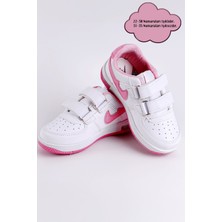 NeSe Shoes Işıklı Bebek ve Çocuk Ortopedik Destekli Sneaker Pembe-Beyaz