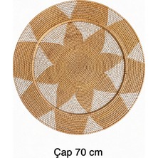 El Yapımı Doğal Rattan Dekoratif Duvar Tabağı - 70 cm