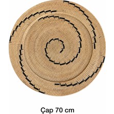 El Yapımı Doğal Rattan Dekoratif Duvar Tabağı - 70 cm