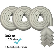 Evokids Gri Kauçuk Kenar Koruyucu 6 Metre Kenar + 4 Adet Köşe Koruyucu Güvenlik Ürünü
