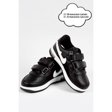 NeSe Shoes Işıklı Çocuk Ortopedik Destekli Sneaker  Siyah-Beyaz