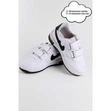 NeSe Shoes Işıklı Çocuk Ortopedik Destekli Sneaker  Beyaz-Siyah