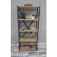 İhk Sanat Ihk Sanat Modern Metal Kitaplık 5 Raflı Ceviz Suntalam Malzeme 150 cm Yükseklik 60 cm Genişlik İHKKTPLIK01