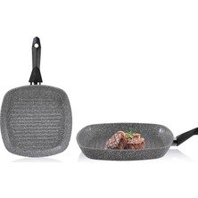Schafer Cory Yanmaz Yapışmaz Kare Grill Tava 28 cm Gri Renk Granit Malzeme ile Üretilmiştir