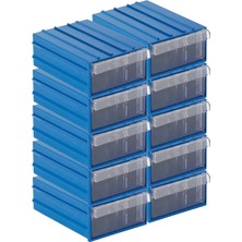 Sembol Plastik Sembol 202 Plastik Çekmeceli Kutu 10'lu Paket 10 Adet Mavi Renkli 9,1 cm x 13,3 cm x 4,5 cm