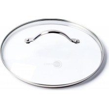 GreenPan 30 cm Temperli Cam Kapak Şeffaf Renk ile Paslanmaz Çelik Kulp Özelliği Sunar
