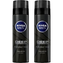 Nivea Men Deep Dimension Tıraş Köpüğü 200 ml x 2 Adet Aktif Karbon ile Kaygan Tıraş Deneyimi