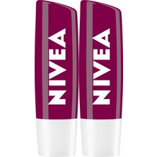 Nivea Dudak Bakım Kremi Böğürtlen x2 Adet 24 Saat Nemlendirme Özelliği ile Doğal Yağlar İçerir