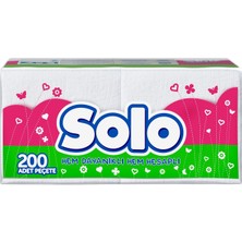 Solo 200'lü Peçete 4'lü Paket Yumuşak Dokulu Kağıt Sofra ve Parti Kullanımına Uygun