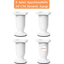 Nublado 10 cm Beyaz Ayarlanabilir Dolap Mobilya Kanepe Sehpa Tezgah Ayağı Plastik Ayakları (4 Adet)