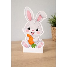 Parti Konsepti Diş Buğdayı Tavşan Temalı Ayaklı Maket Dekor Pano – 30 cm