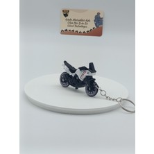 Adventure Motosiklet Metal Anahtarlık Beyaz - Diecast Macera Motoru Figürü