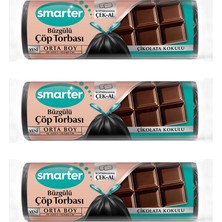 Smarter 3'lü Çikolata Kokulu Büzgülü Orta Boy Çöp Torbası ( Çöp Poşeti )