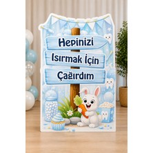 Parti Konsepti Diş Buğdayı Tavşan Temalı Ayaklı Maket Dekor Pano 30 cm