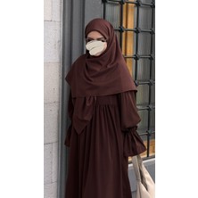Qalortex Scarf Premium Jakarlı Hüma Büyük Boy Eşarp -Acı Kahve