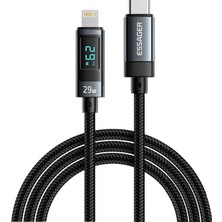 Essager 29W Type-C To Iphone Lightning Dijital Ekranlı Örgülü Hızlı Şarj ve Data Kablosu - 1 Metre