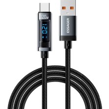 Essager 120W USB To Type-C Dijital Ekranlı Örgülü Hızlı Şarj ve Data Kablosu - 1 Metre