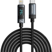 Essager 29W Type-C To Iphone Lightning Dijital Ekranlı Örgülü Hızlı Şarj ve Data Kablosu - 2 Metre