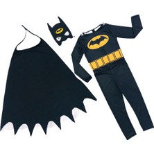 Tarz Kids Batman Kostümü Siyah Renkli Erkek Çocuklar İçin Maskeli Pelerinli Eğlenceli Kostüm