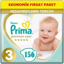 Prima Premium Care Bebek Bezi Beden:3 (6-10 Kg) Bantlı Midi 156'lı Ekstra Yumuşak Koruma