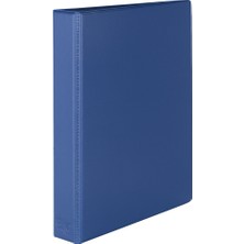 2K A5 Mavi Renkli PVC 4 Halkalı Öğrenci ve Ofis Tipi Evrak Sunum Klasörü 19,5 x 23 cm İç Cepli