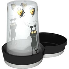 Moderna Trendy Kedi ve Fare Desenli Kedi Su Kabı 1,5 Lt