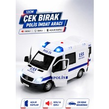 Yıldırım Oyuncak Çek Bırak Polis Imdat Aracı 12CM – Sesli Işıklı, Açılır Kapılı, Gerçekçi Oyuncak Polis Minibüsü 3+ Yaş