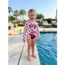 Neat Kids Kız Çocuk Minnie Mouse Fırfırlı Uzun Kollu Fermuarlı Mayo