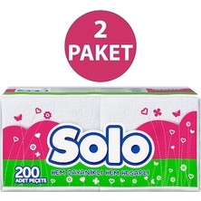Solo Peçete 200 Yaprak x 2 Paket Yumuşak Dokulu Kağıt Kullanıma Uygun